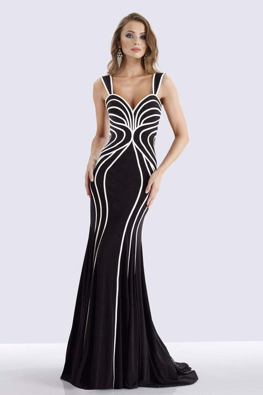 Feriani Couture - 26270 Two Tone Sweetheart Sheath Dress In Black and White