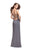 La Femme - 26274 Bead Embellished Bateau Sheath Dress In Gray