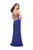 La Femme - 26274 Bead Embellished Bateau Sheath Dress In Blue