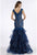 Feriani Couture - 26277 Embroidered Tiered Trumpet Dress With Train In Blue