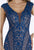 Feriani Couture - 26277 Embroidered Tiered Trumpet Dress With Train In Blue