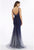 Feriani Couture - 26279 Embellished Deep V-neck Trumpet Dress In Blue