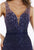 Feriani Couture - 26279 Embellished Deep V-neck Trumpet Dress In Blue