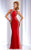 Clarisse - 2627 Bedazzled Jewel Sheath Dress in Red