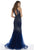 Feriani Couture - 26286 Beaded Scroll Motif Illusion Halter Gown In Blue