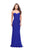 La Femme Gigi - 26289 Vertical Striped Beaded Sweetheart Sheath Dress In Blue