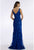 Feriani Couture - 26291 Embroidered Plunging V-neck Trumpet Dress In Blue