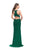 La Femme Gigi - 26300 Deep V-Neck Beaded Jersey Sheath Gown In Green