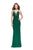 La Femme Gigi - 26300 Deep V-Neck Beaded Jersey Sheath Gown In Green