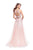 La Femme - 26309 Illusion High Neck Two-Piece Beaded Lace Gown In Pink