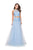 La Femme - 26309 Illusion High Neck Two-Piece Beaded Lace Gown In Blue