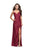 La Femme - 26317 V-neck Side Wrap Jersey Sheath Dress In Red