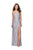 La Femme - 26317 V-neck Side Wrap Jersey Sheath Dress In Silver