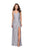 La Femme - V-neck Side Wrap Jersey Sheath Dress 26317 In Silver