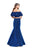 La Femme - 26324 Two Piece Ruffled Off-Shoulder Jersey Mermaid Dress In Blue