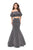 La Femme - 26324 Two Piece Ruffled Off-Shoulder Jersey Mermaid Dress In Silver