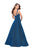 La Femme - 26325 Sparkling Sweetheart Ruched Mikado A-line Gown In Blue and Multi-Color