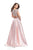 La Femme Gigi - 26327 Pearl Beaded Cap Sleeve Mikado Evening Ballgown In Pink
