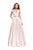 La Femme Gigi - 26327 Pearl Beaded Cap Sleeve Mikado Evening Ballgown In Pink