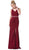 Dancing Queen - 2632 Sleeveless V-neck Embellished Trumpet Dress In Red