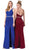 Dancing Queen - 2632 Sleeveless V-neck Embellished Trumpet Dress In Blue and Red