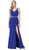 Dancing Queen - 2632 Sleeveless V-neck Embellished Trumpet Dress In Blue