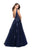 La Femme - 26334 Tulle Ballgown with Side Mesh Panel In Blue