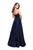 La Femme - 26340 Strapless Knotted Sweetheart Satin A-line Gown In Blue