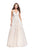 La Femme Gigi - 26353 Floral Lace Deep V-neck Tulle A-line Dress In White and Neutral