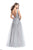 La Femme Gigi - 26353 Floral Lace Deep V-neck Tulle A-line Dress In Silver