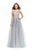La Femme Gigi - 26353 Floral Lace Deep V-neck Tulle A-line Dress In Silver