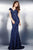 Classy Beaded Lace V-Neck Sheath Gown with Cap Sleeves 26355