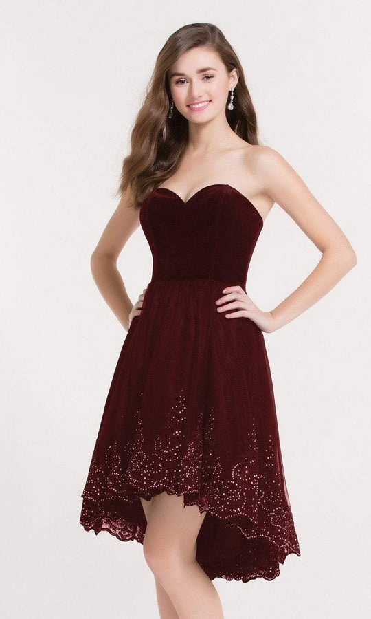 Alyce Paris Ballet - 2636 Sweetheart Velvet/Tulle High Low Dress in Red