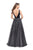 La Femme Gigi - 26382 V-Neckline Lace Applique and Tulle Ball Gown In Gray