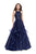 La Femme Gigi - 26386 Embellished Halter Neck Tiered A-line Gown In Blue