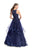La Femme Gigi - 26386 Embellished Halter Neck Tiered A-line Gown In Blue