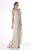 JS Boutique - 264113 Illusion Half Sleeves Draped Evening Dress in Neutral