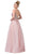 Dancing Queen - 2644 Jewel Studded Gossamer A-Line Gown In Pink