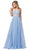Dancing Queen - 2645 Appliqued Illusion Corset A-Line Gown In Blue