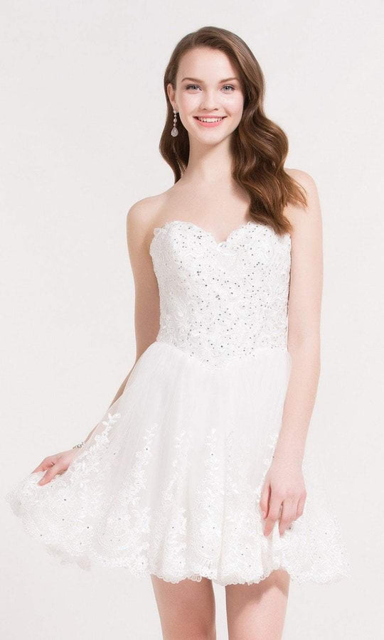 Alyce Paris Ballet - 2645 Lace Sweetheart Tulle A-line Dress in White