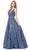Dancing Queen - 2646 Lace Embroidered V-Neck Prom Dress In Blue