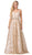 Dancing Queen - 2650 Embellished Deep V-neck A-line Gown In Gold