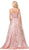 Dancing Queen - 2650 Embellished Deep V-neck A-line Gown In Pink and Gold
