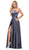 Dancing Queen - 2652 Scoop Neck Embellished A-line Dress In Gray