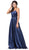 Dancing Queen - 2652 Scoop Neck Embellished A-line Dress In Blue