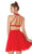 Diamond Lace Halter Top Chiffon A Line Party Dress in Red