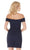 Diamond Lace Off-Shoulder Sheath Dress in Blue