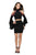La Femme - 26606 Two Piece Floral Applique Jersey Dress in Black