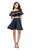 La Femme - 26627 Two Piece Floral Applique Denim Dress in Blue