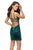 La Femme - 26636 Velvet Deep V-neck Sheath Mini Dress in Green